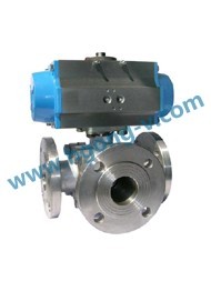 API pneumatic flange three way ball valve